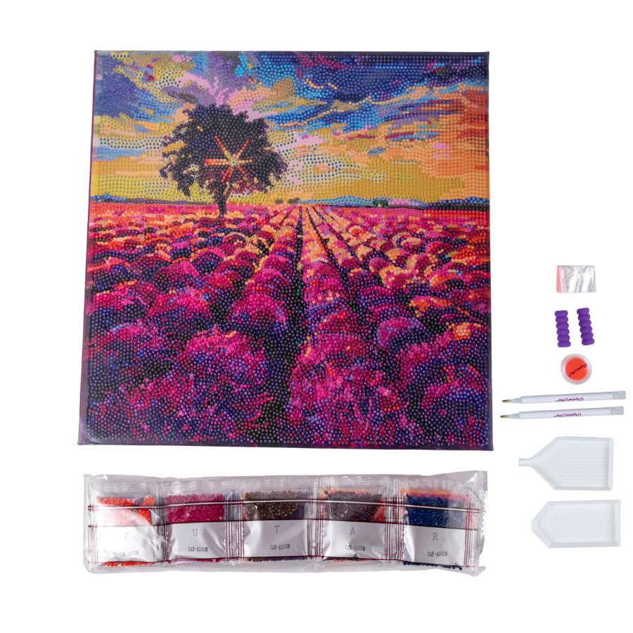 “Lavender Field” Crystal Art Canvas 30x30cm - Image 3