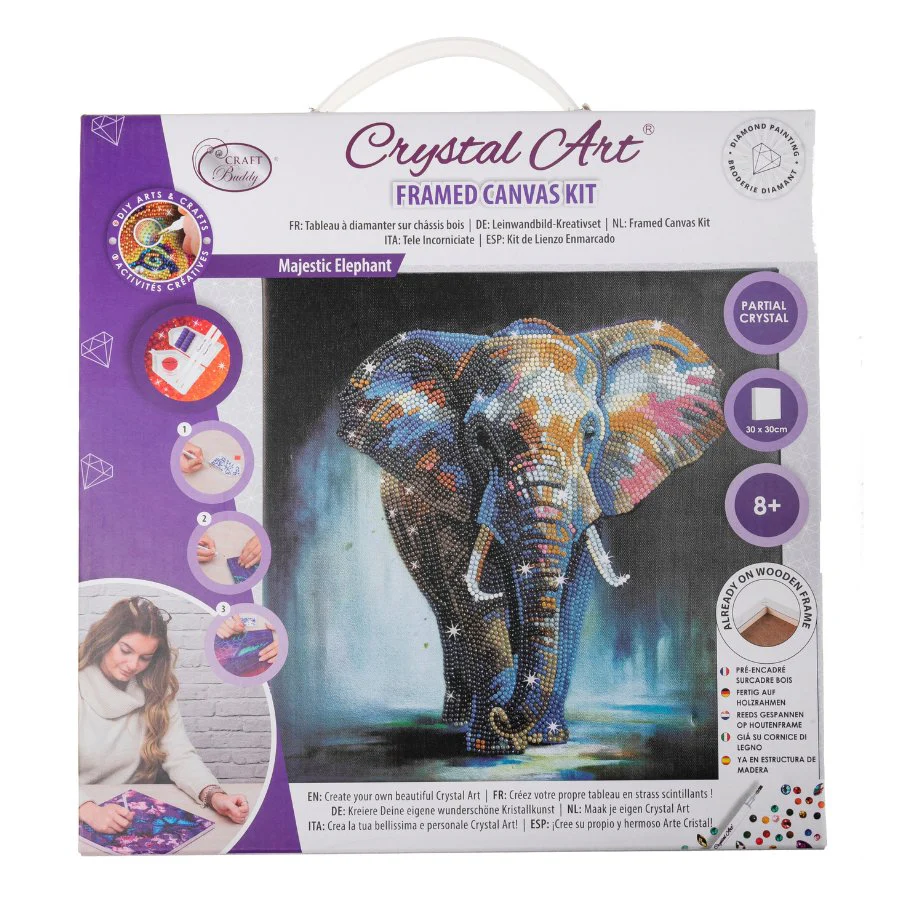 “Majestic Elephant” Crystal Art Canvas 30x30cm - Image 6