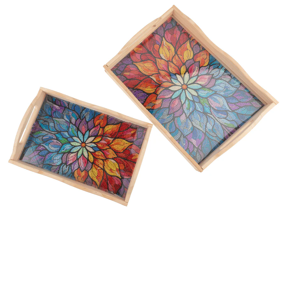 Mandala Crystal Art MDF Tray Set of 2 - Image 3