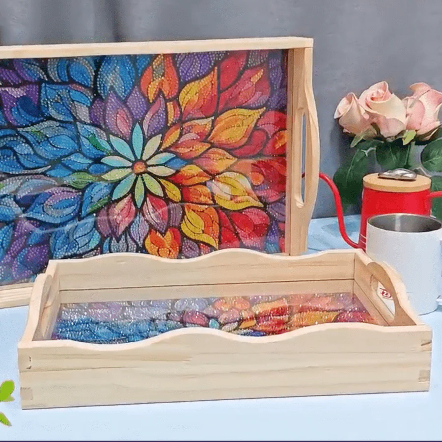 Mandala Crystal Art MDF Tray Set of 2 - Image 6