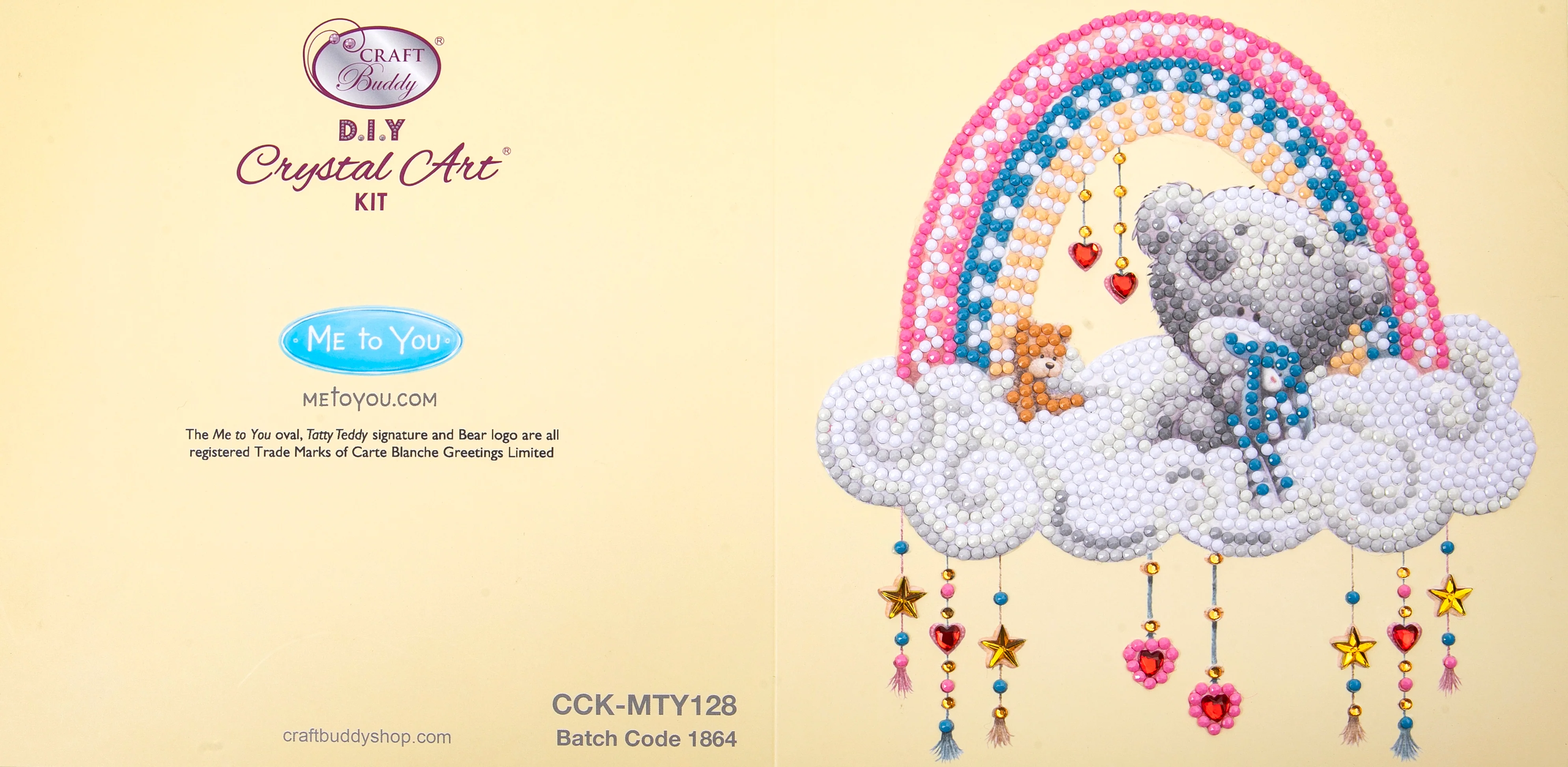 "New Baby" Tiny Tatty Teddy Crystal Art Card - 18x18cm - Image 10
