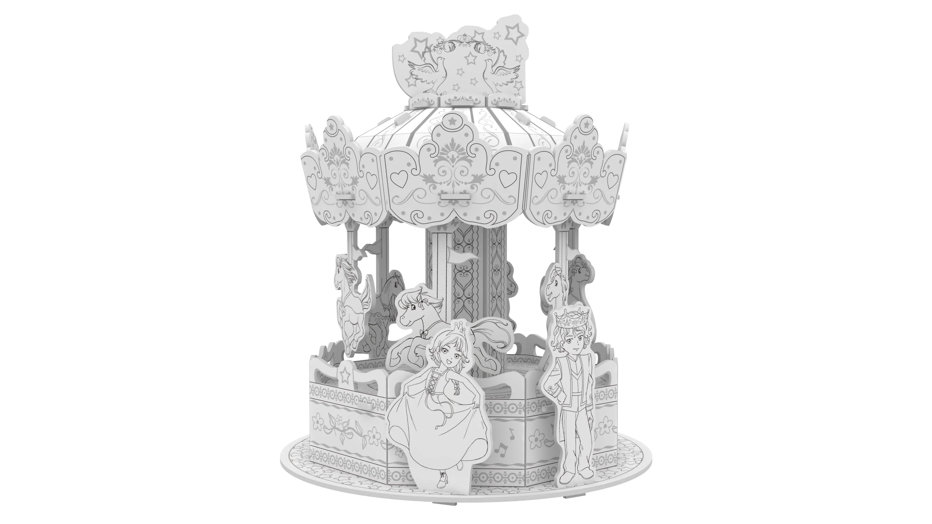 "Magical Merry Go Round" 3D Colour Me Puzzle Kit - Image 4