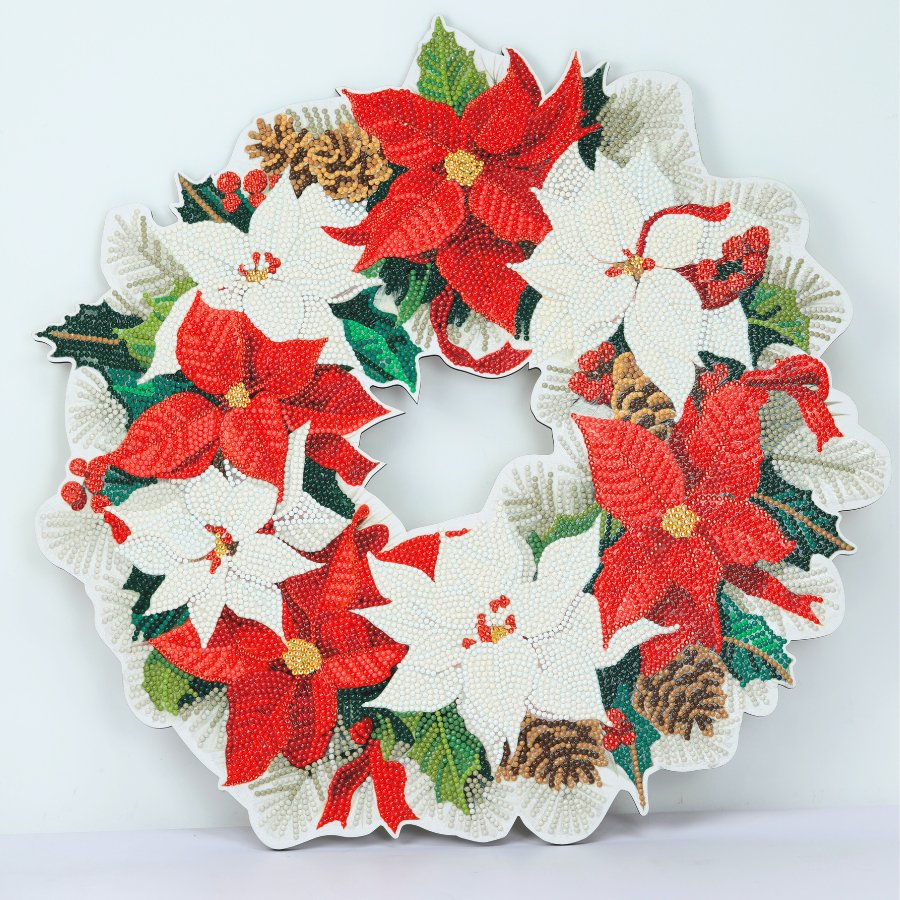 Poinsettia Crystal Art Wreath Decoration Kit - Image 7