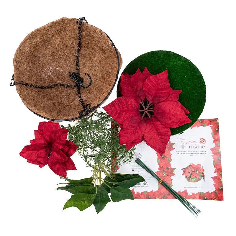 Poinsettia LED Forever Flowerz Hanging Basket - Image 5