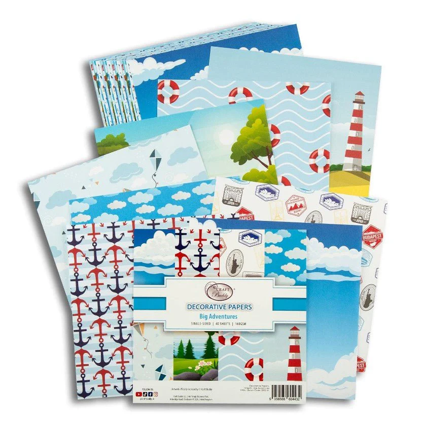 Big Adventures Decorative Papers 8x8 (160GSM) – 40 sheets