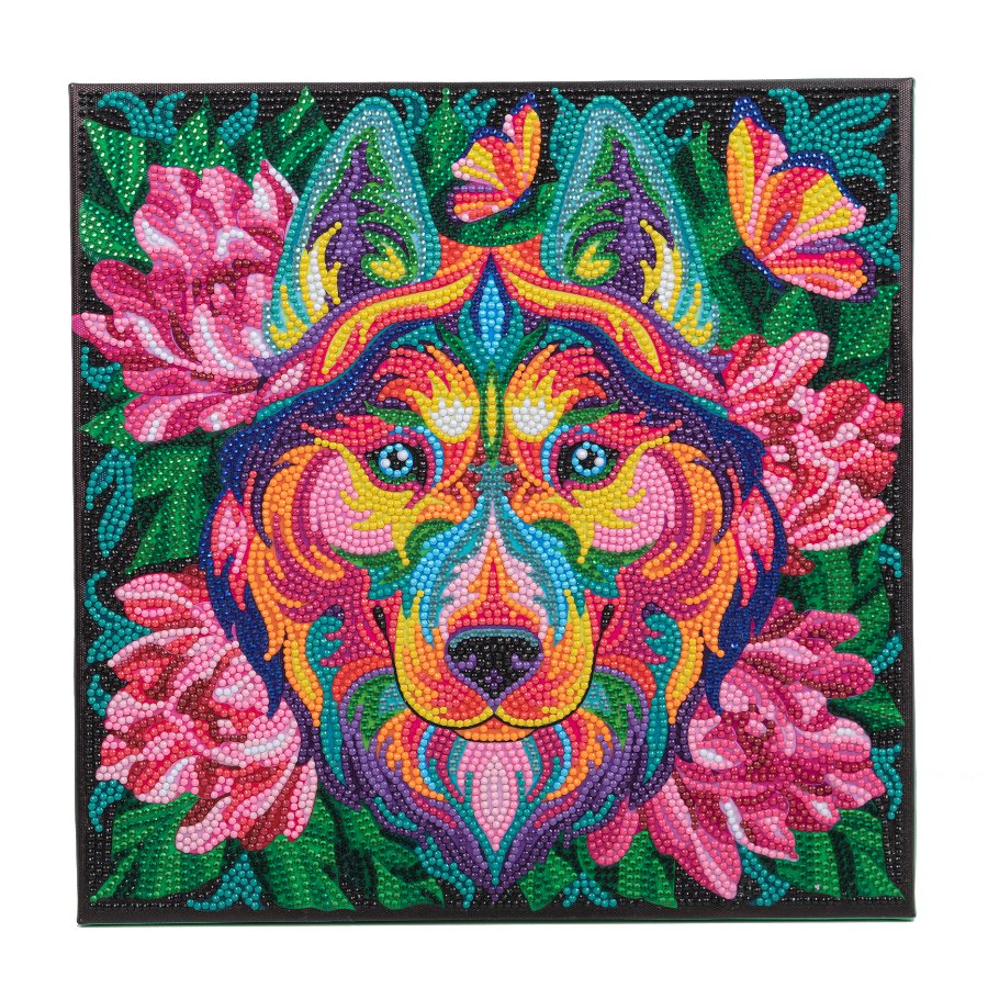 "Rainbow Husky" Crystal Art Canvas 30x30cm - Image 7
