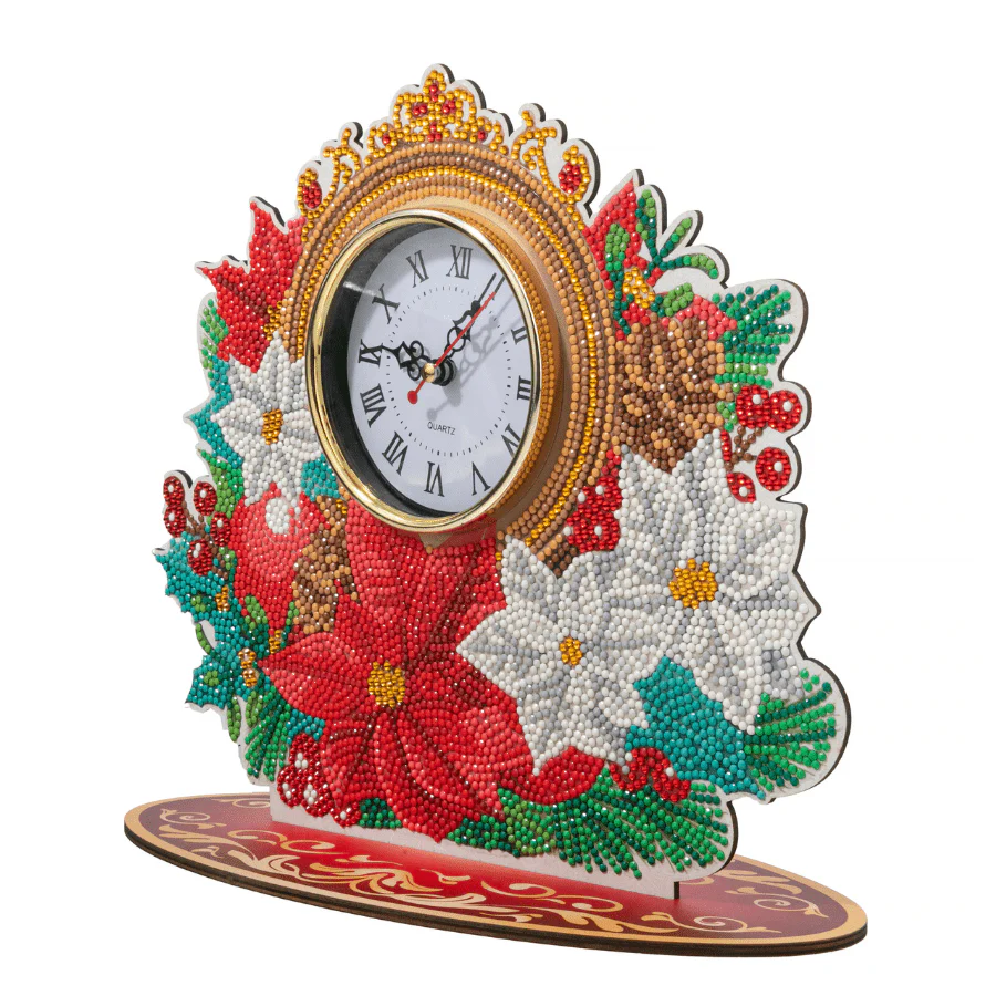 Shining Poinsettia Crystal Art Clock Kit - Image 5
