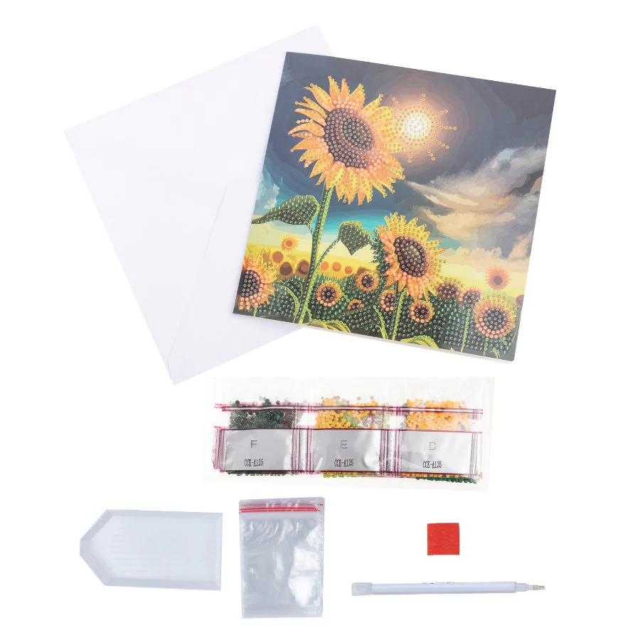 "Soulful Sunflower" Crystal Art Card - Image 3
