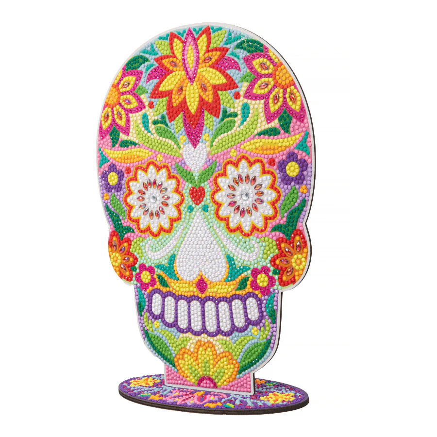 Sugar Skull Crystal Art Wooden Decoration - Image 5