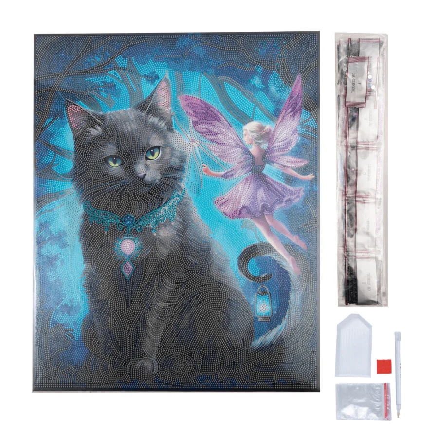 The Fairy & The Midnight Cat Crystal Art Canvas Kit 40x50cm - Image 5
