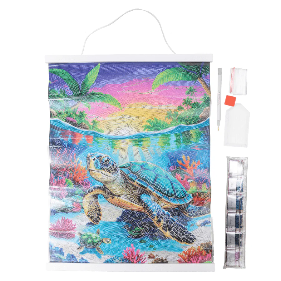 Tropical Turtle Paradise Crystal Art Scroll Kit 40x50cm - Image 5