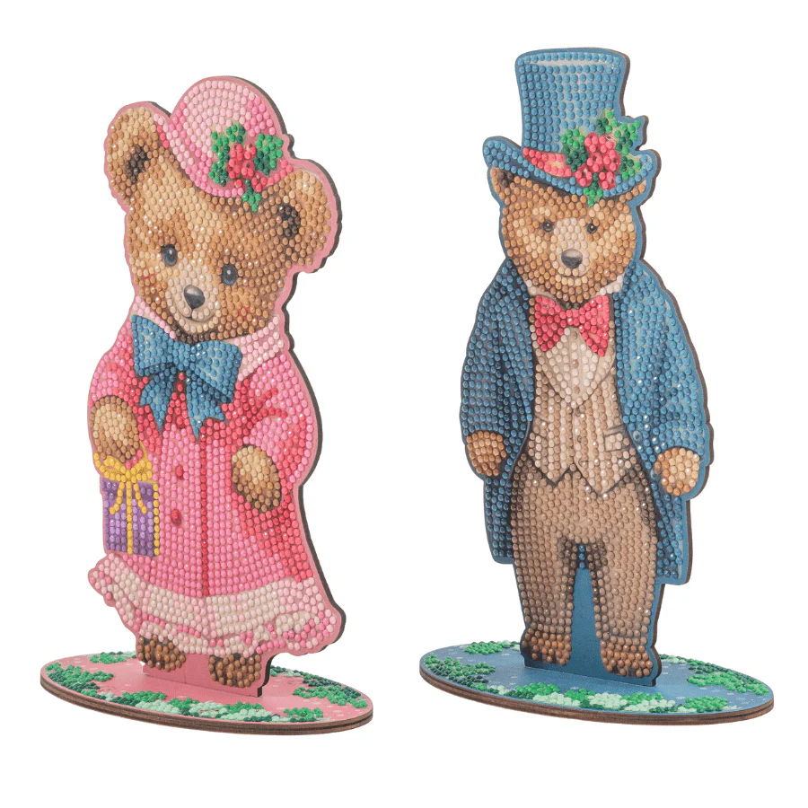 Victorian Teddy Bears Crystal Art Wooden Decoration - Image 2