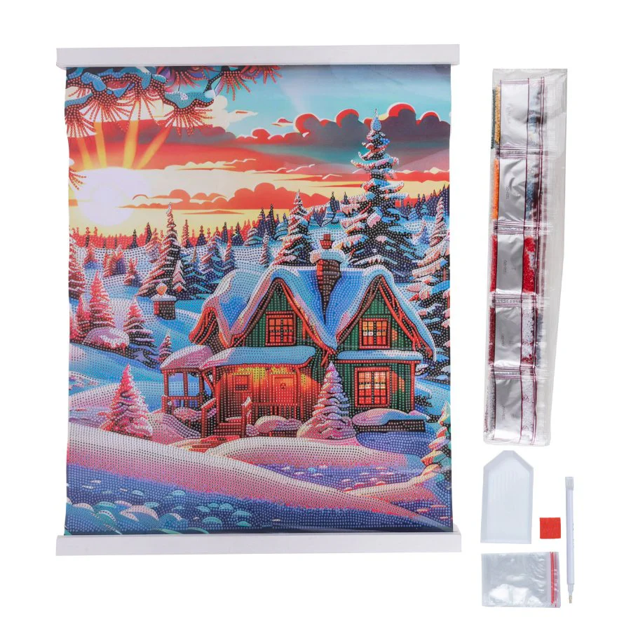‘Winter Sunset’ Crystal Art Scroll Kit 40x50cm - Image 3