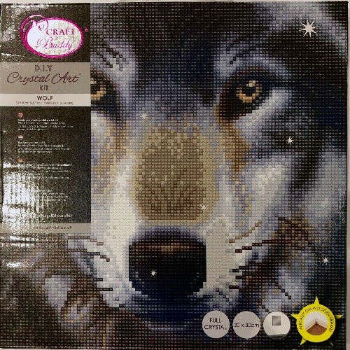 "Wolf" Crystal Art Canvas Kit 30x30cm - Image 5