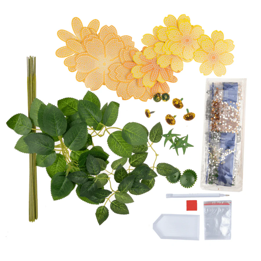 Yellow / Orange Crystal Art 3D Flower Kit - Image 5